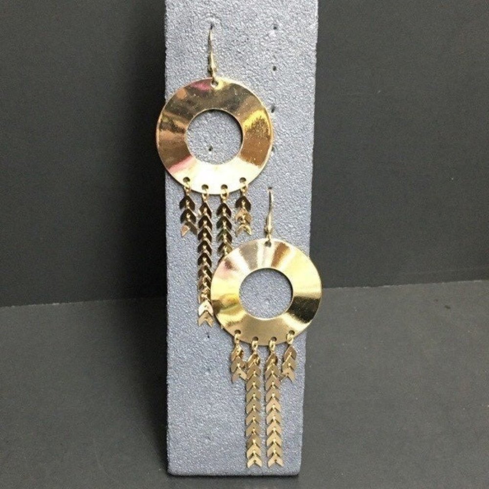 Baublebar Dangle Pierced Earrings Wavy Gold Circle Arrow